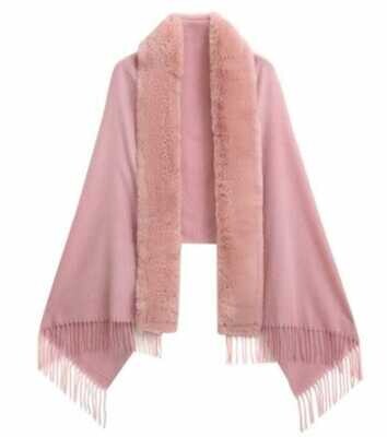 Dusty Pink Faux Fur Shawl
