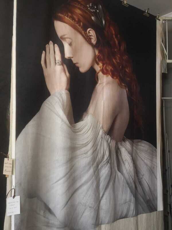 Praying Hands Large Velvet Panel
