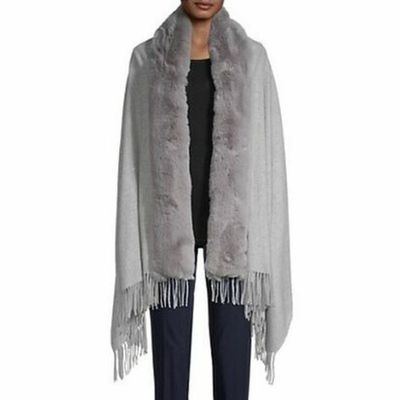Grey Faux Fur Shawl