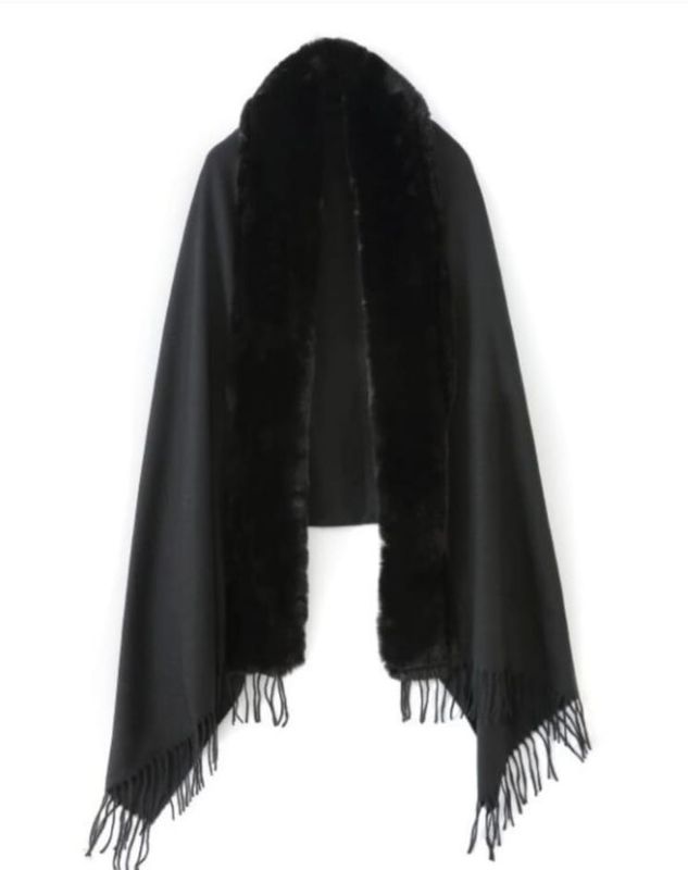 Black Faux Fur Shawl