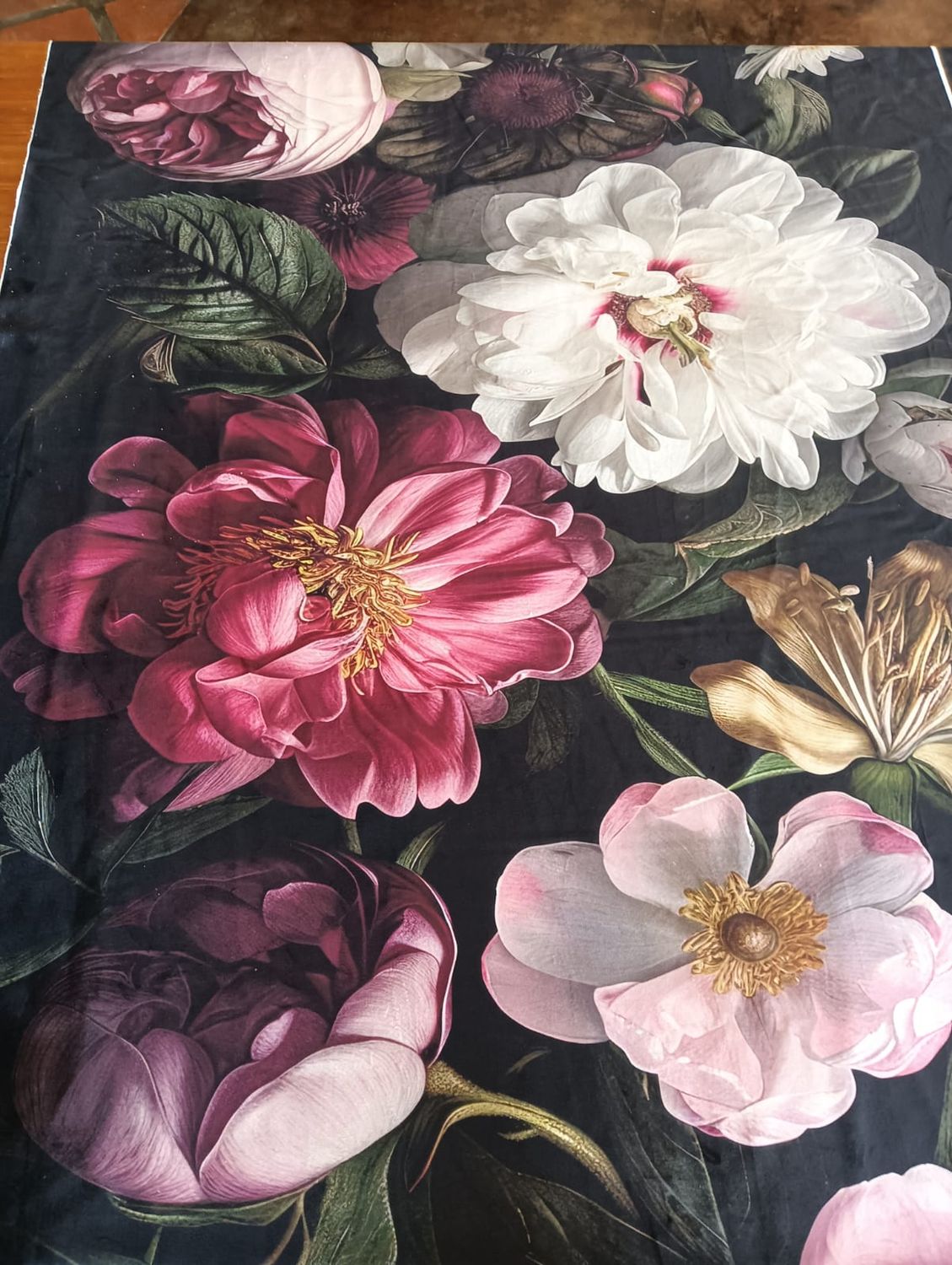 Vibrant Peonies Small Velvet Panel