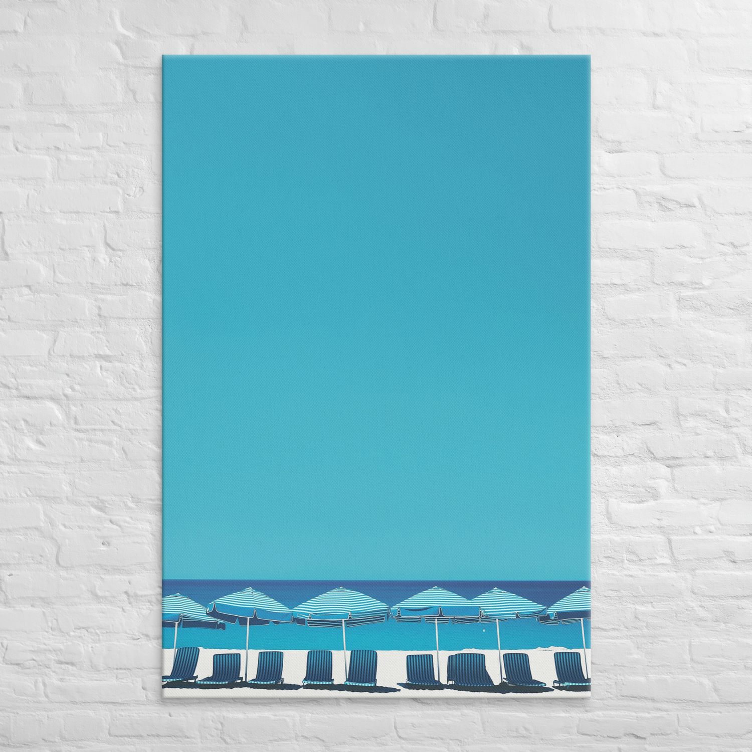 A Day at the Beach, Blue, Canvas Print