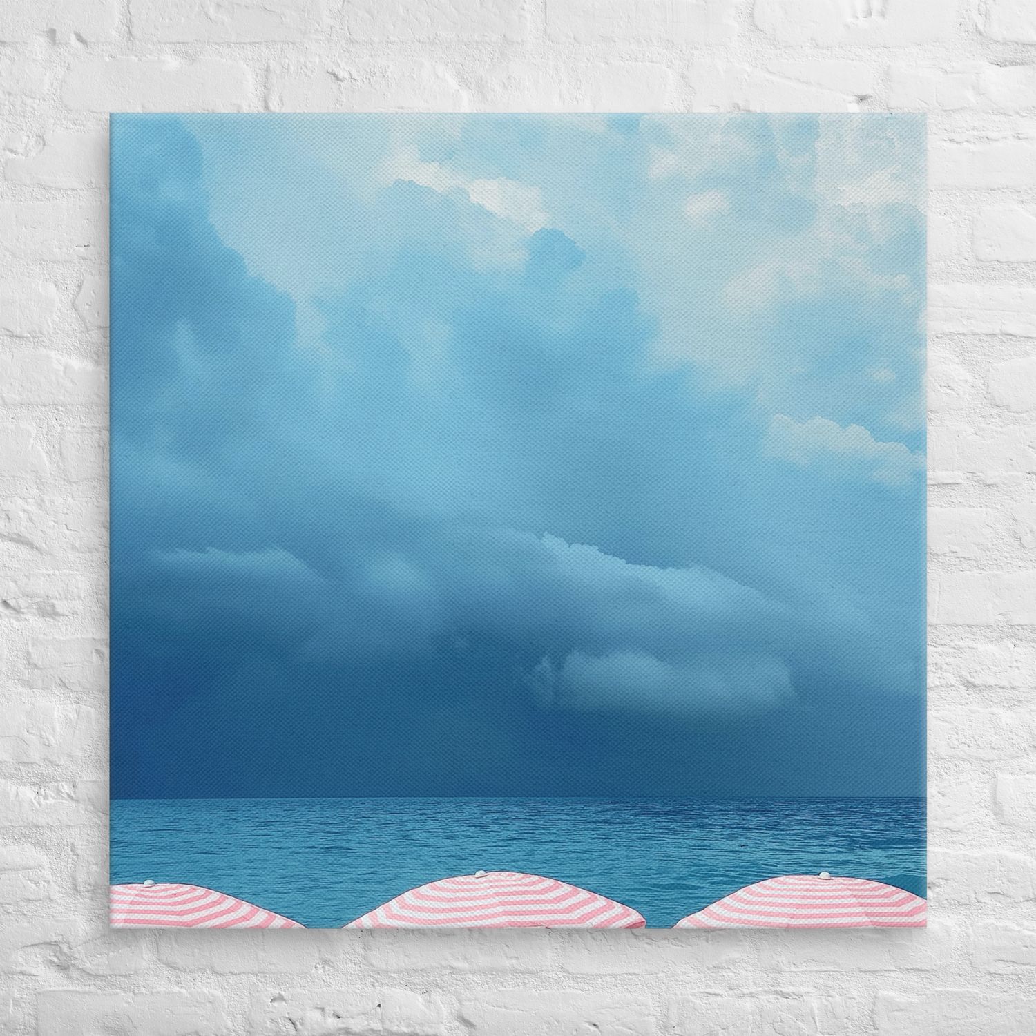 Stormy Tranquility: A Day at the Beach, Pink, Canvas Print