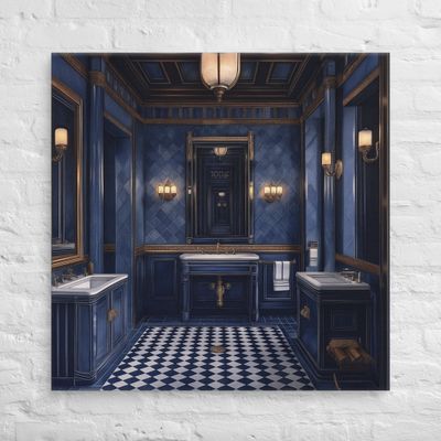 Royal Blue Elegance Bathroom Canvas