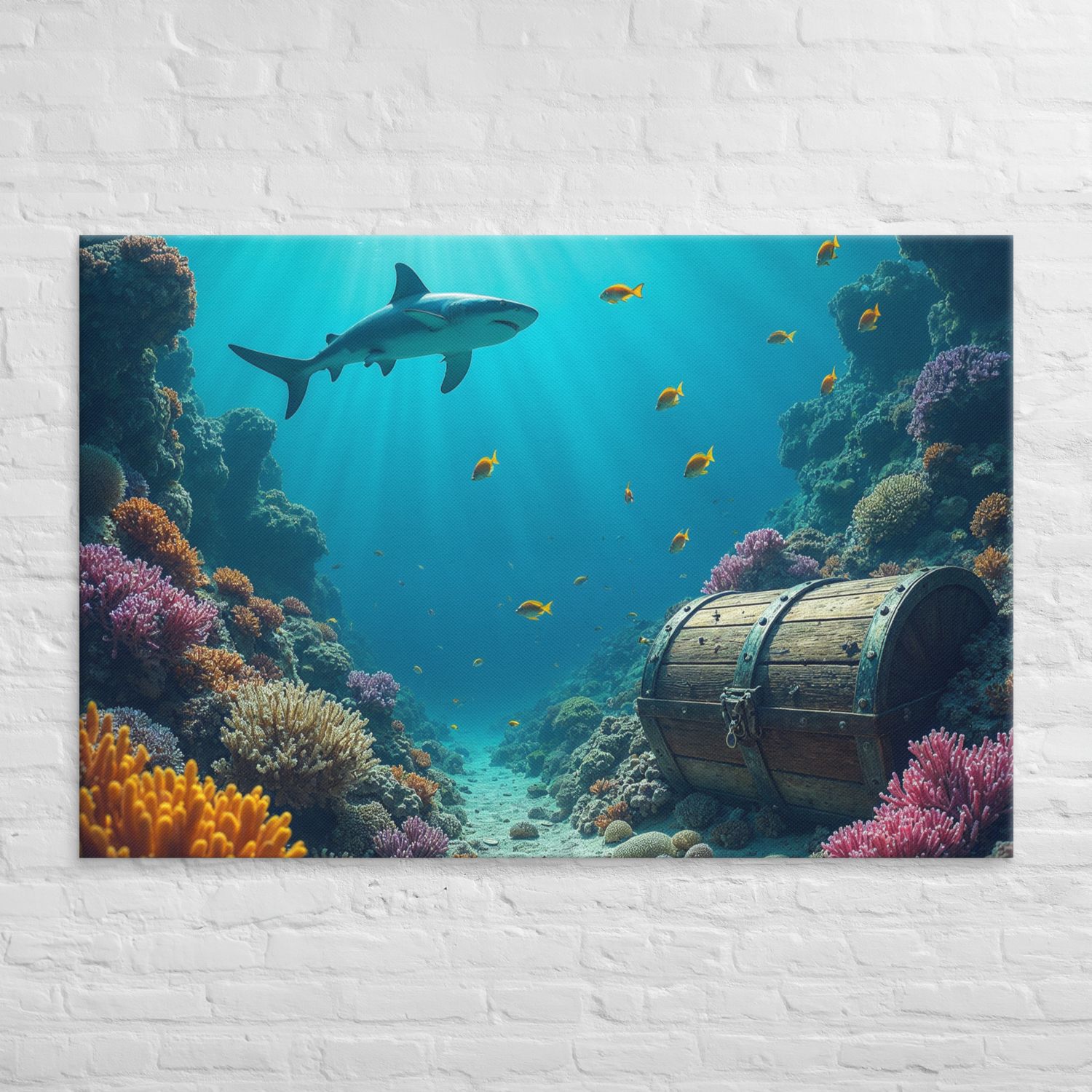 Ultimate Dive Adventure Canvas Print – Shark &amp; Treasure Dive