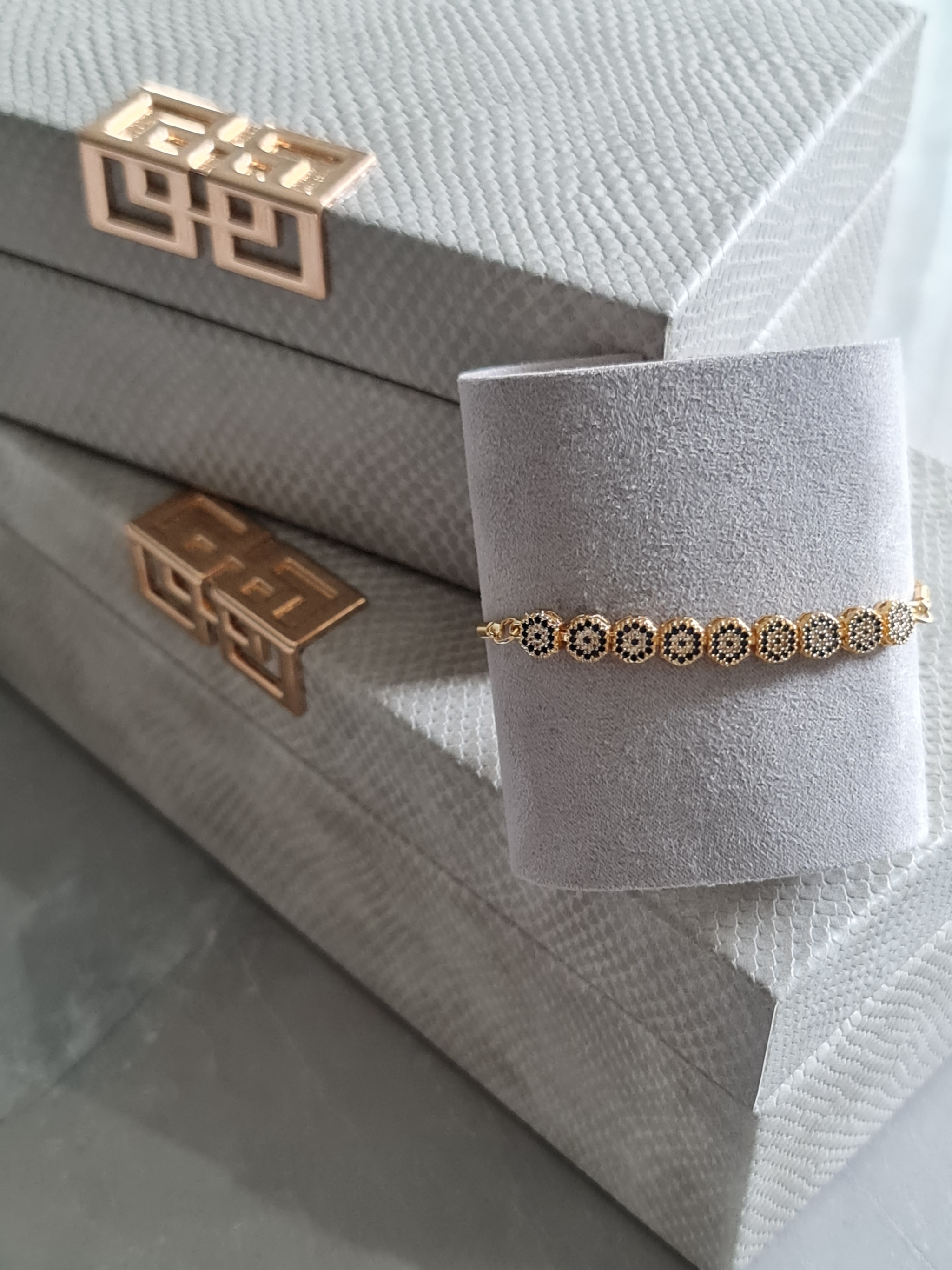 Black floral colour Gold finish adjustable bracelet