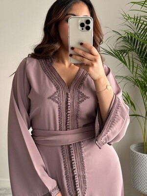 Rose Gold kaftan with matching crystals and embroidery