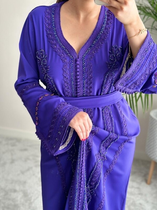 Violet Lily kaftan with matching crystals and embroidery