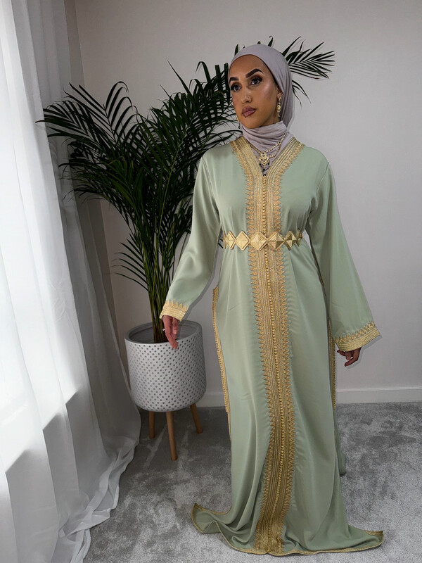 Kaftan EL Hiba In Tea Colour Premium Quality With Gold Belt