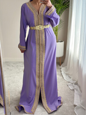 Kaftan lavender -  Full Length hand Embroidery