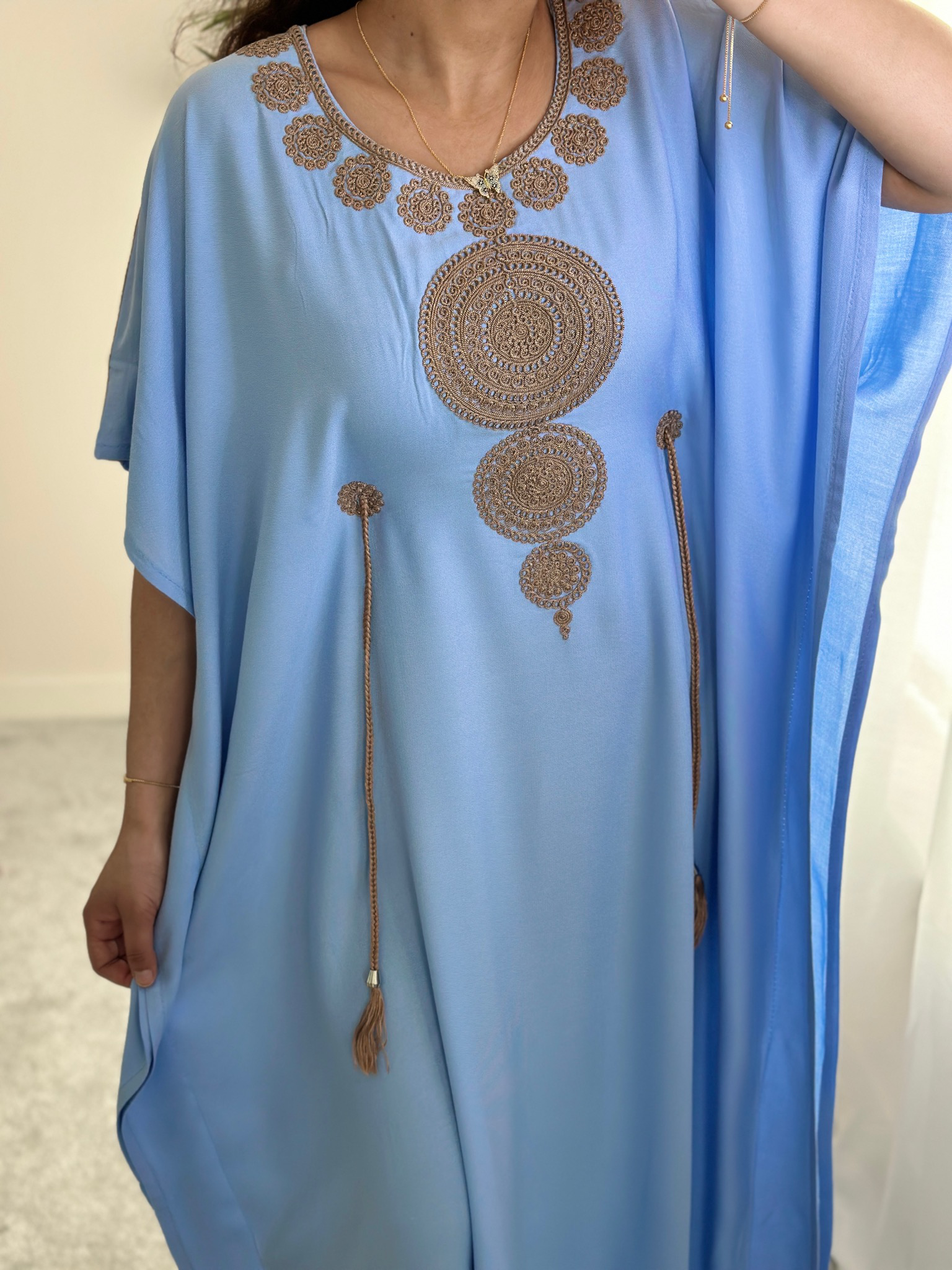Premium Gandoura in Summer Blue with belt