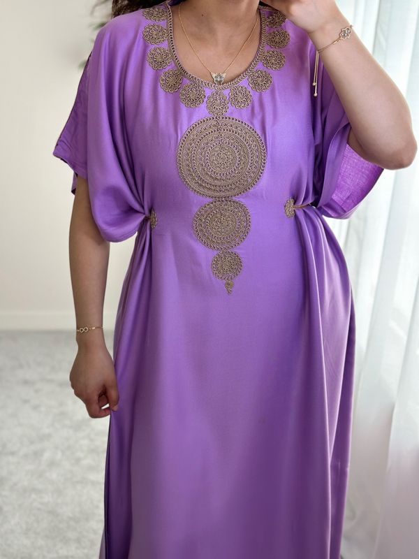 Premium Gandoura in Lilac for summer with belt