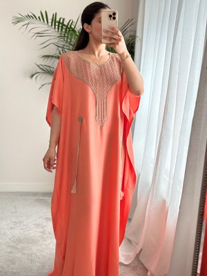 Premium Gandoura in Summer Peach with belt