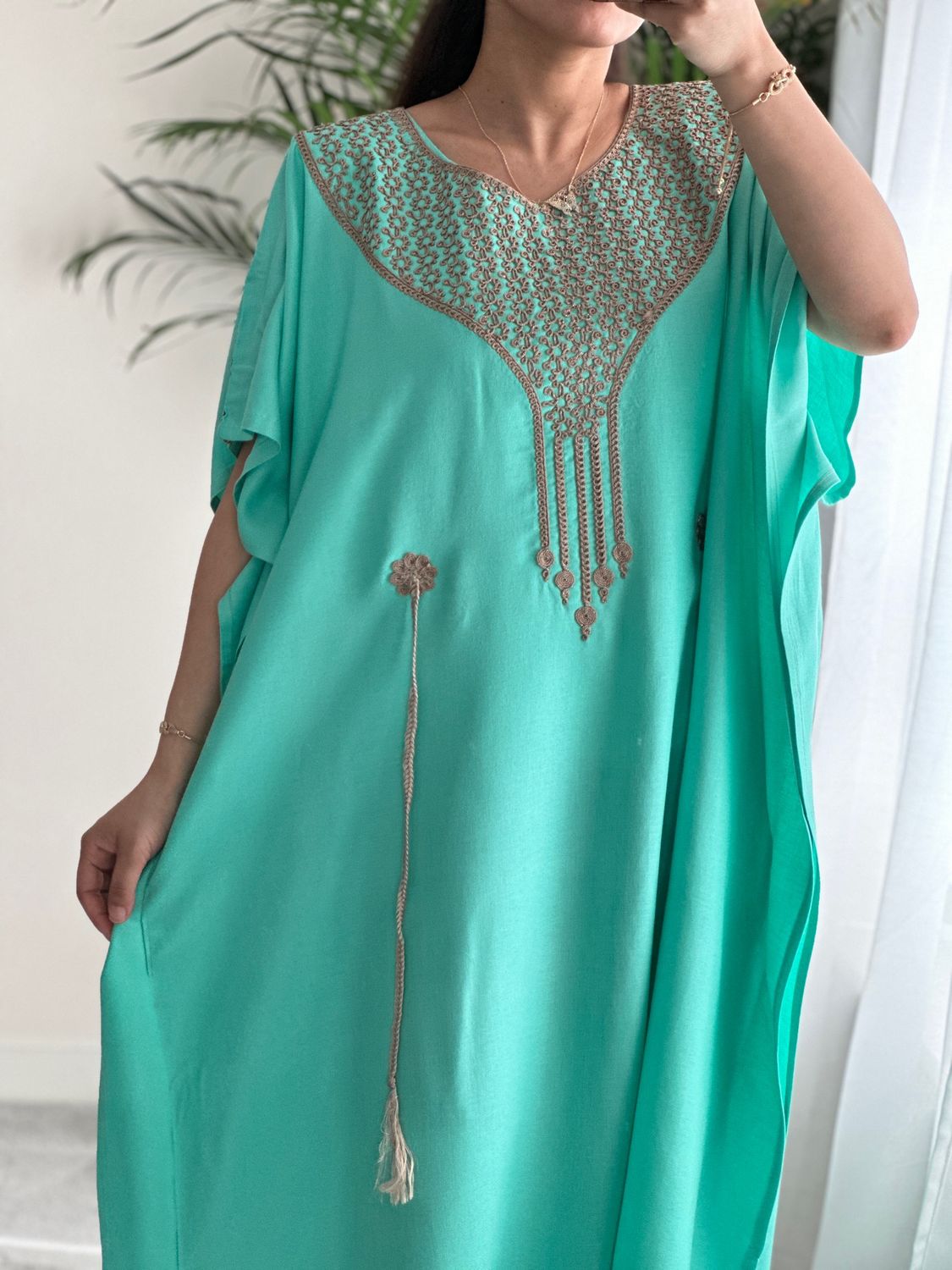 Premium Gandoura in Mint Green With belt