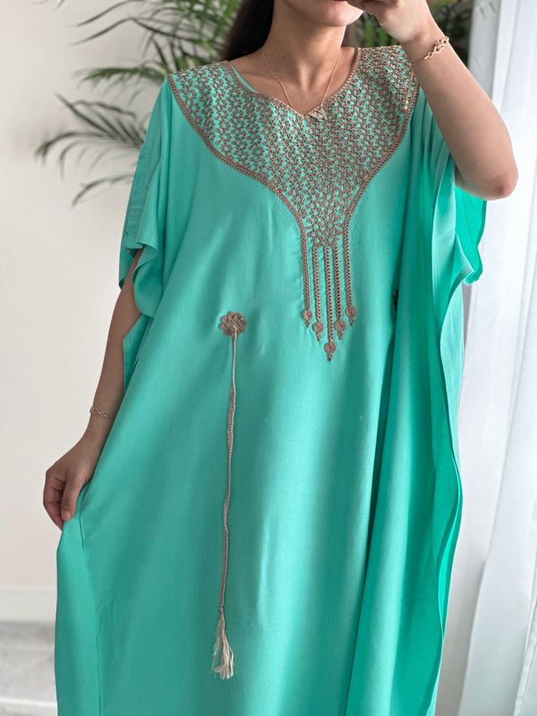 Premium Gandoura in Mint Green With belt