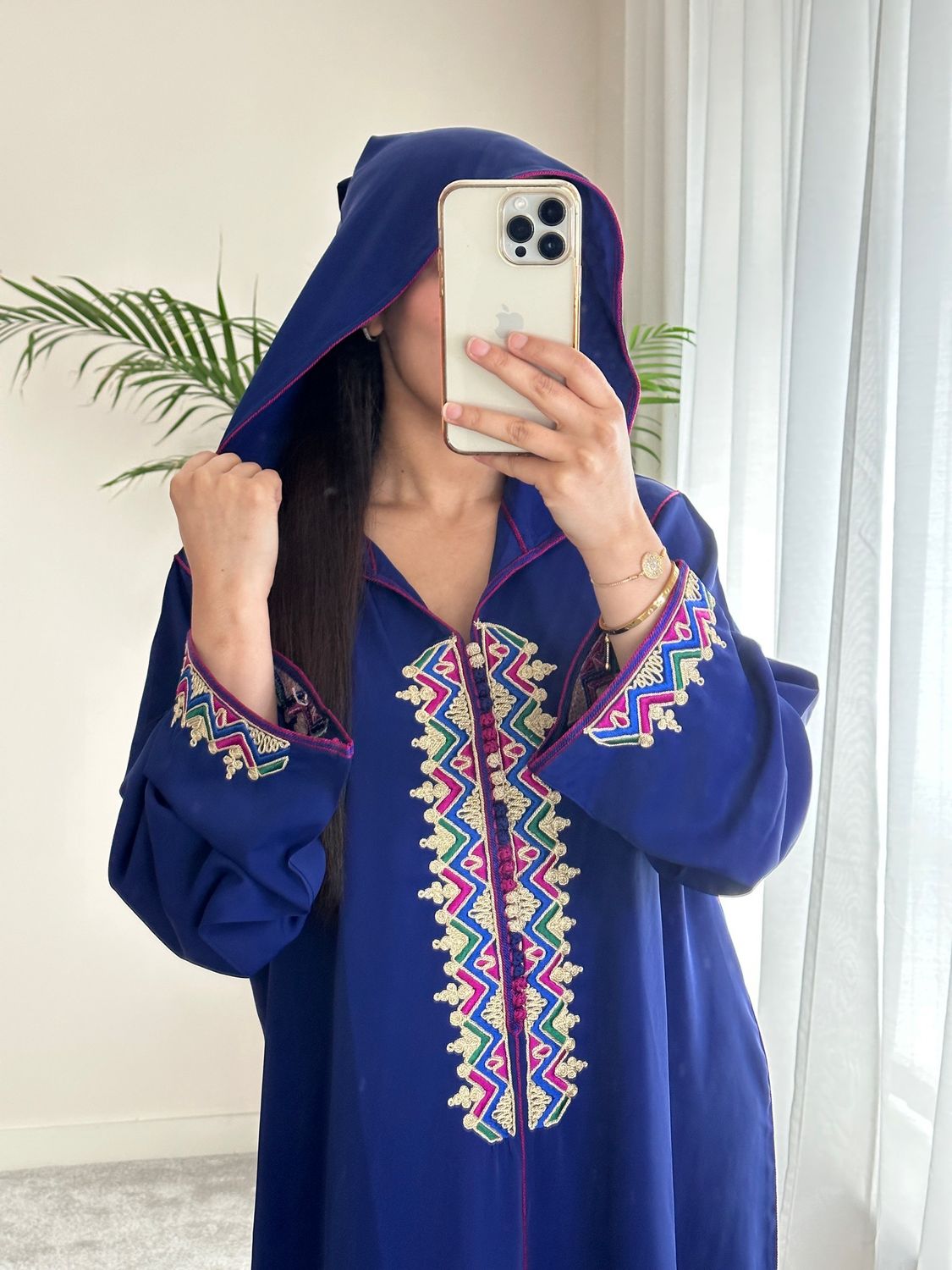 Moroccan Jellaba In Dark Blue