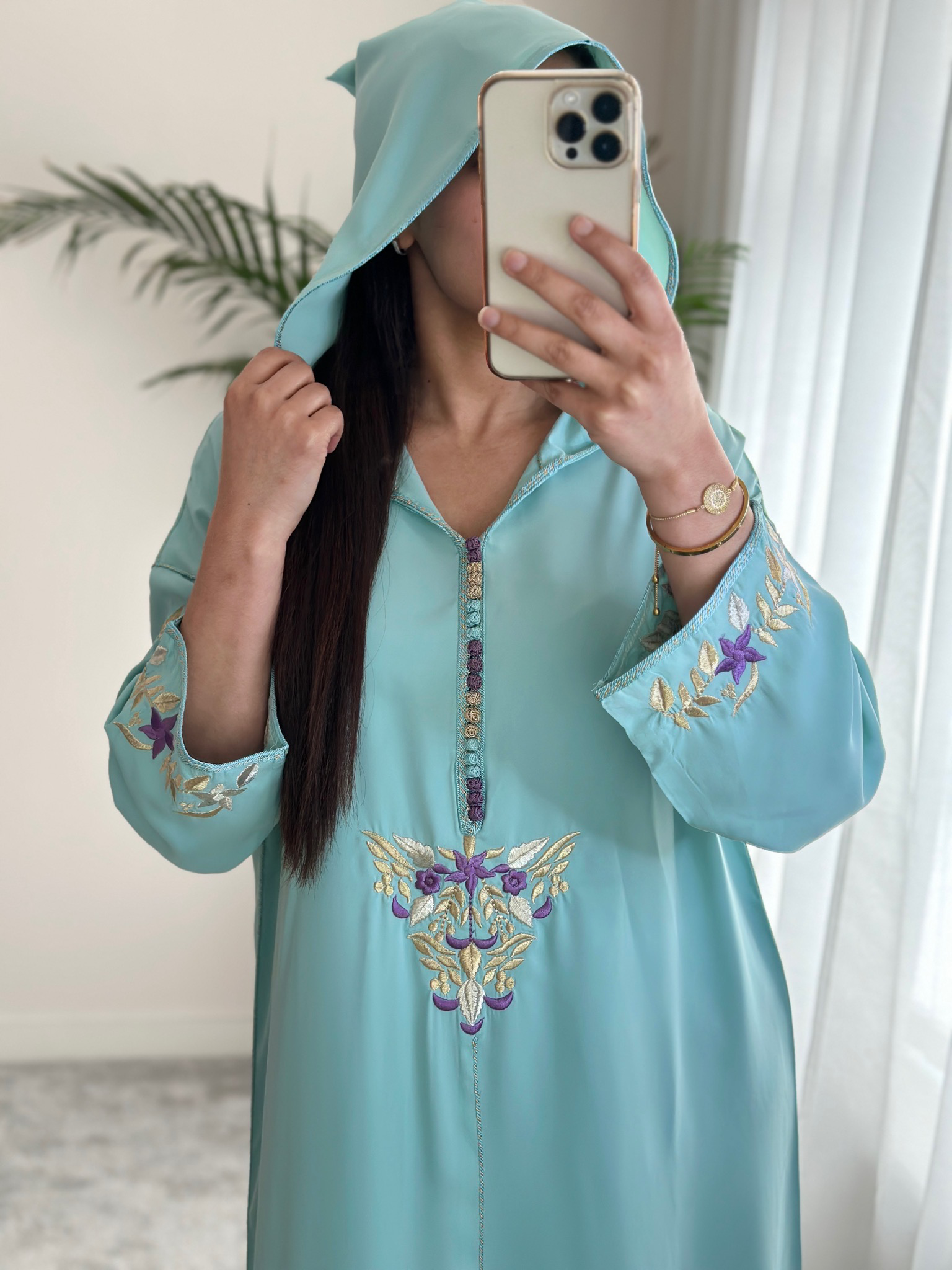 Moroccan Jellaba In Light Blue