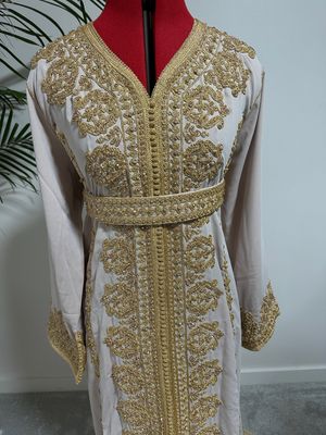 Kaftan KAMAR in Nude With Matching Belt