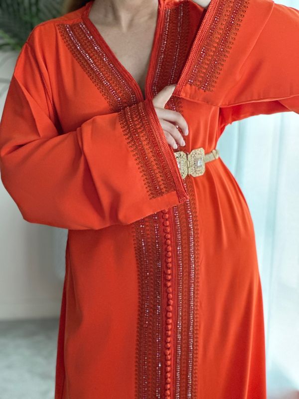 Kaftan Elegance in Neon Orange