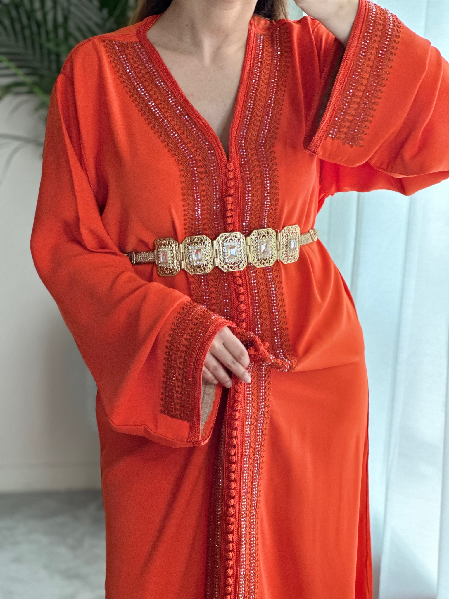 Kaftan Elegance in Neon Orange