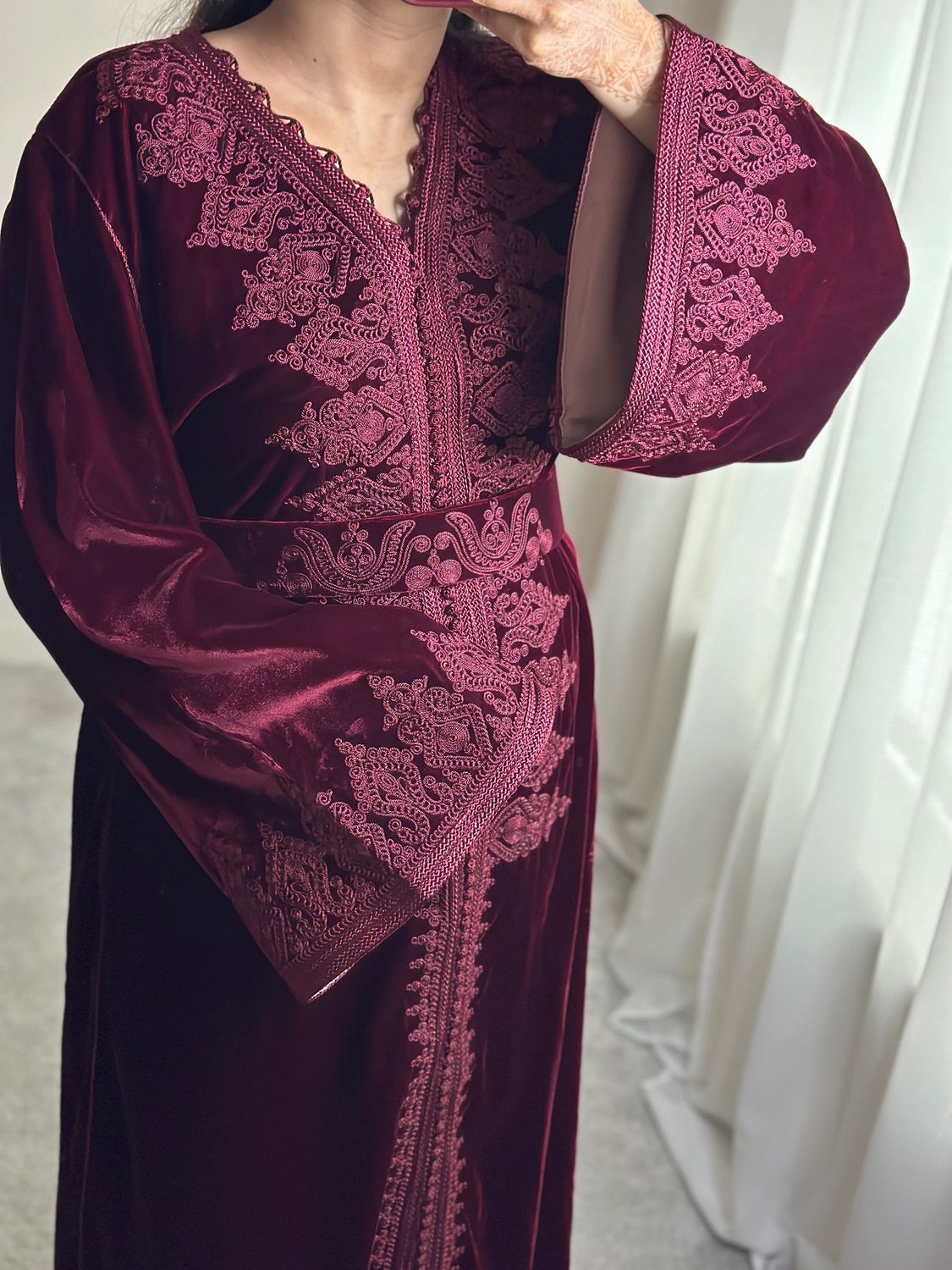 Kaftan Velvet In Burgundy