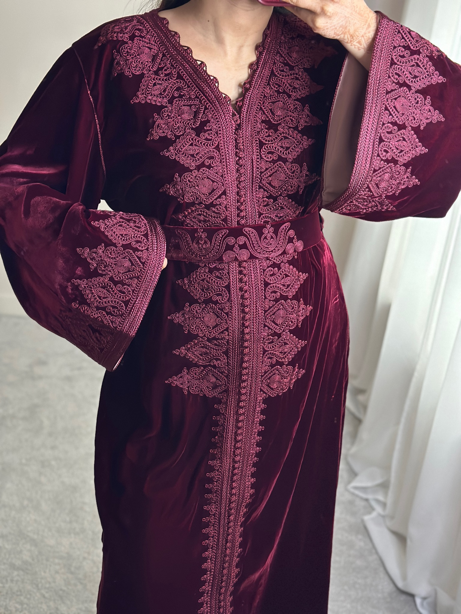 Kaftan Velvet In Burgundy