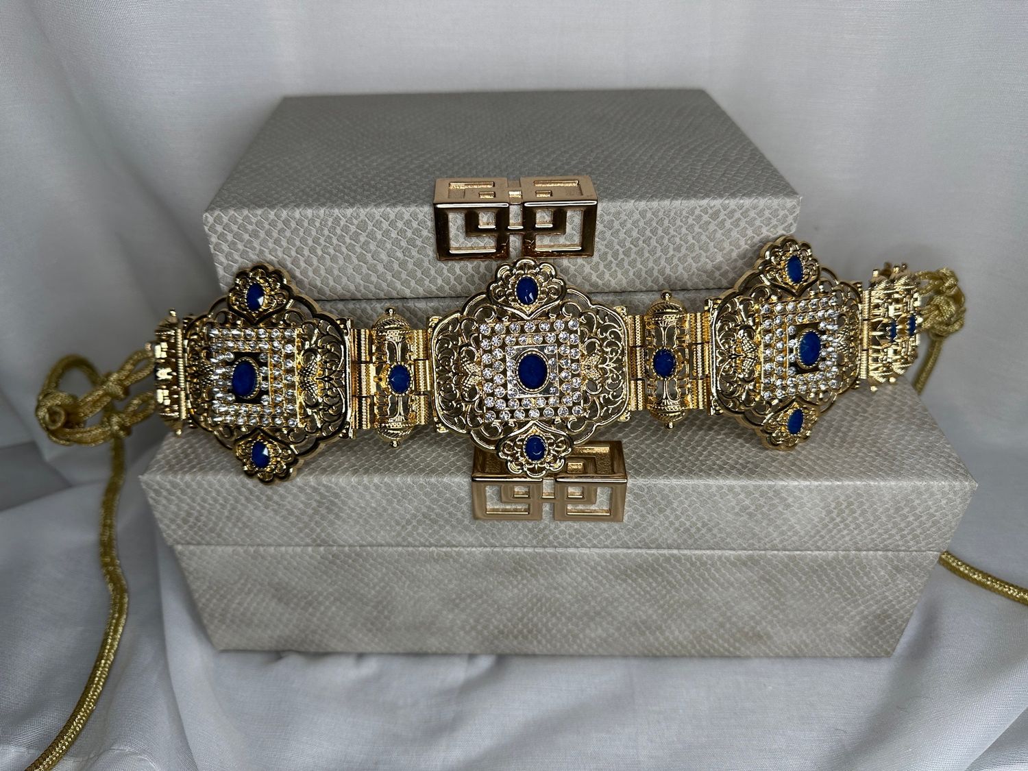 Gold Belts With Blue Stones