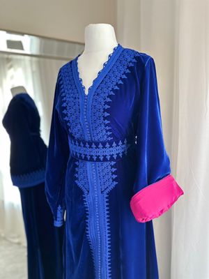 Velvet Kaftan In Royal Blue