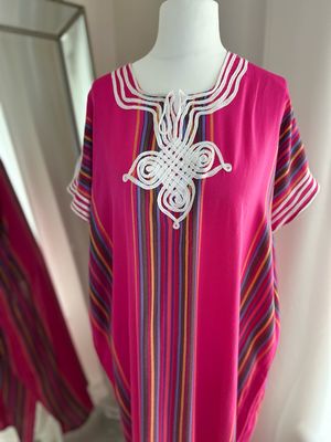 Moroccan Gandoura In Deep Pink