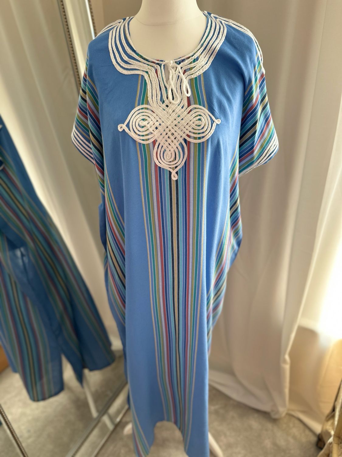 Moroccan Gandoura In Deep Sky Blue