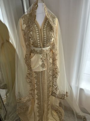 Bridal long Scarf With Gold Embroidery Bridal long Scarf With Gold Embroidery