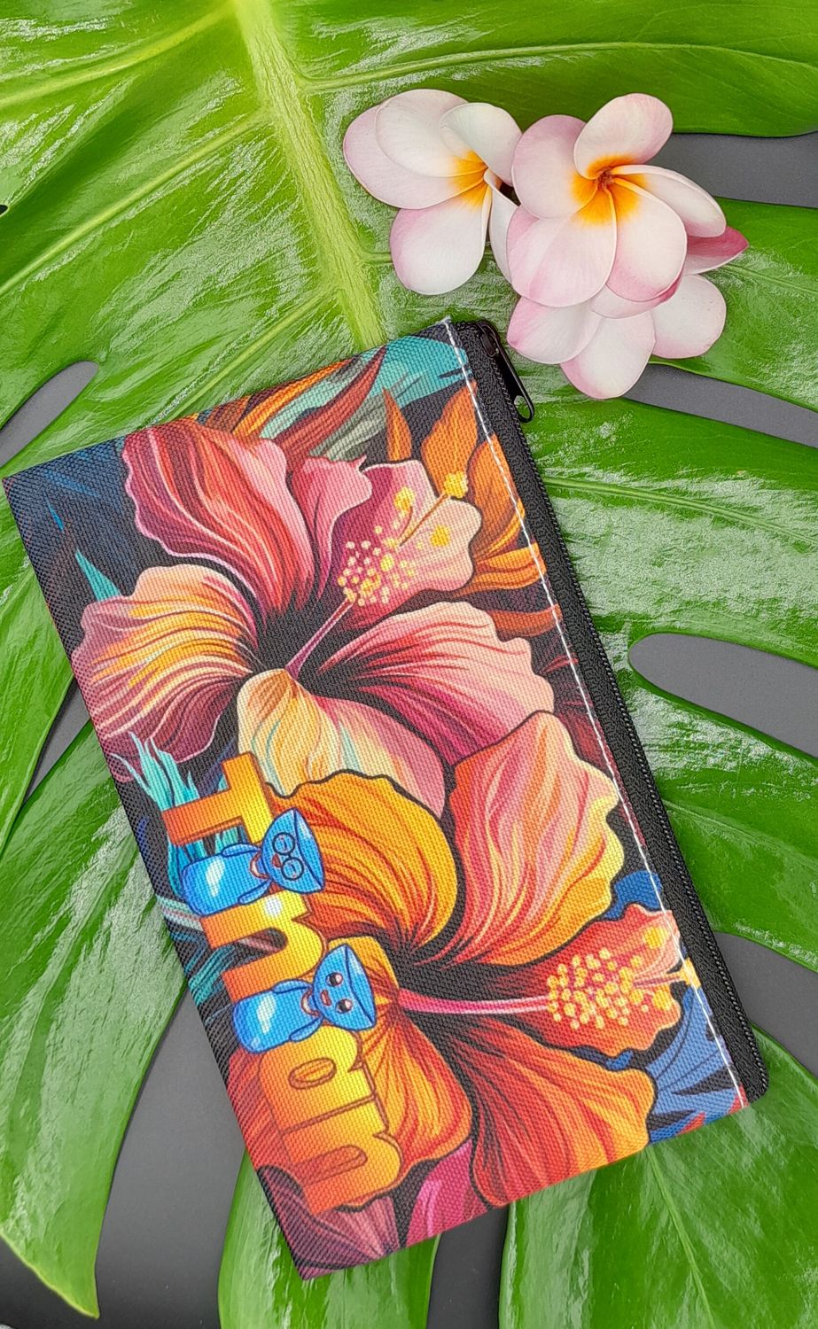 TINIAN HIBISCUS ZIP POUCH