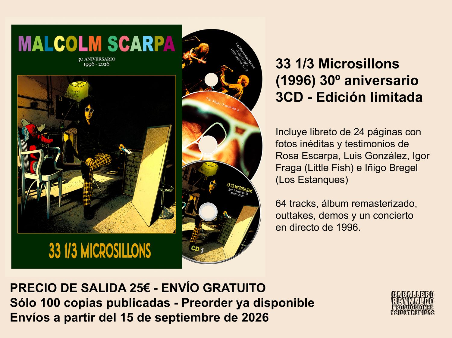 MALCOLM SCARPA - 3CD - 33 1/3 MICROSILLONS 30º ANIVERSARIO