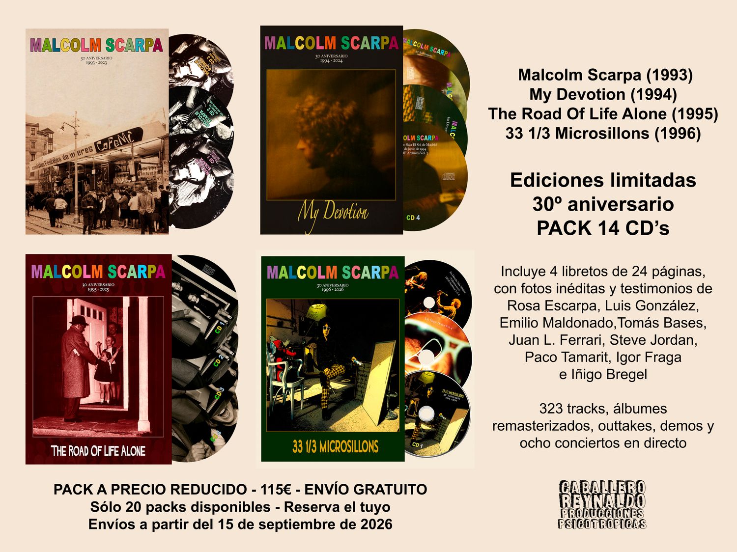 MALCOLM SCARPA 30º ANIVERSARIO - PACK MALCOLM SCARPA + MY DEVOTION + THE ROAD OF LIFE ALONE + 33 1/3 MICROSILLONS (14 CD'S)