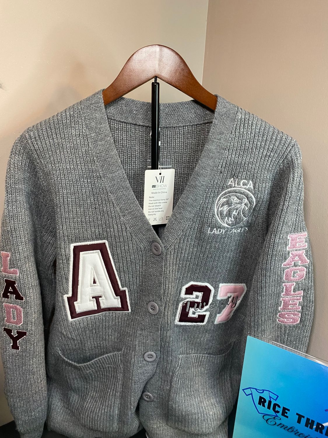 Custom Embroidered Chunky Knit Cardigan Sweater – Personalized for Your School, Club, or Business
