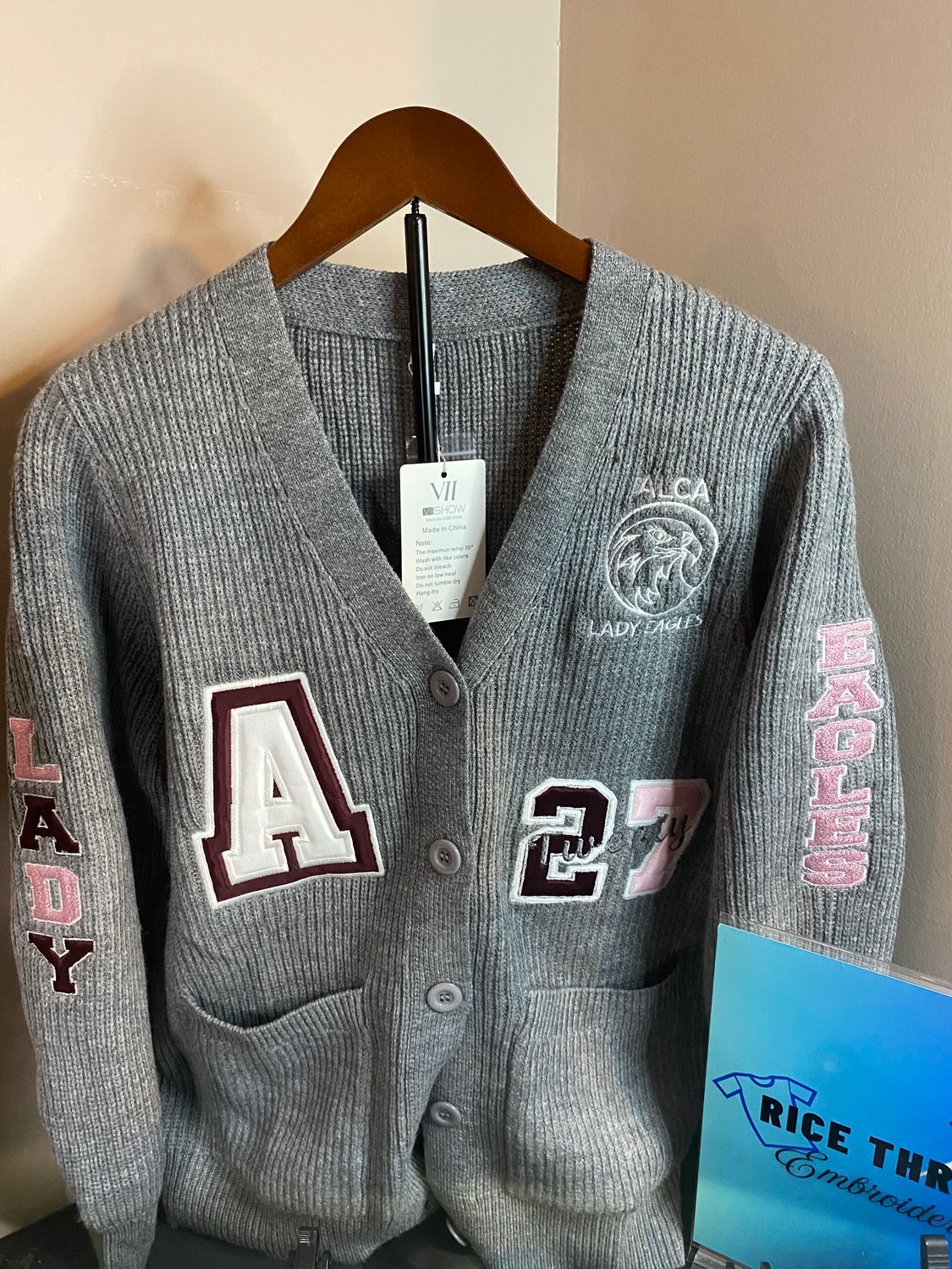 Custom Embroidered Chunky Knit Cardigan Sweater – Personalized for Your School, Club, or Business