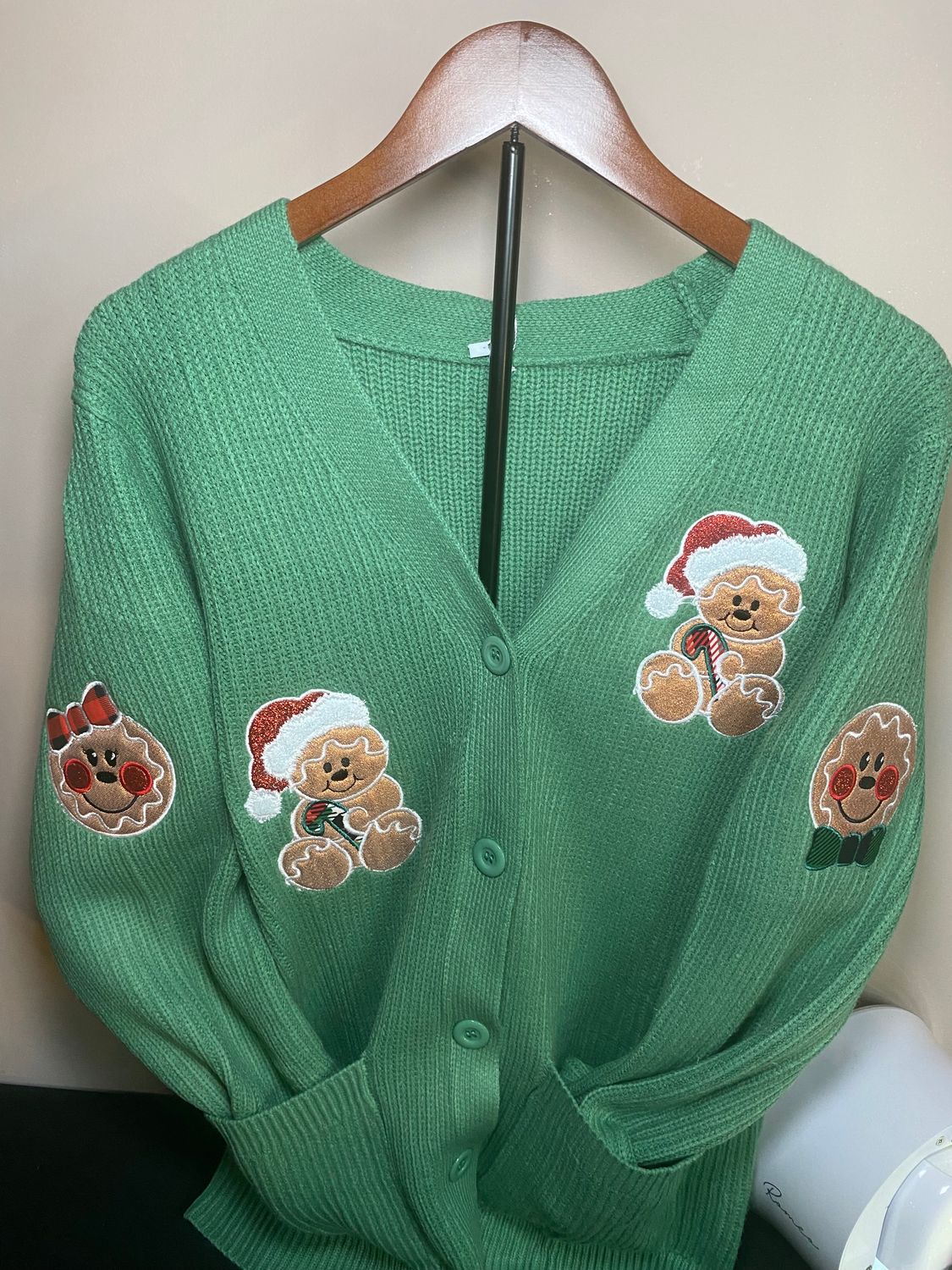 Gingerbread Appliqué Embroidery Cardigan Sweater (Limited Holiday Edition)