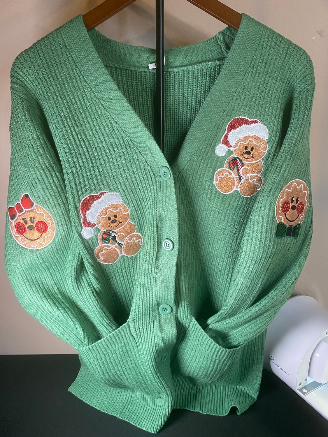 Gingerbread Appliqué Embroidery Cardigan Sweater (Limited Holiday Edition)