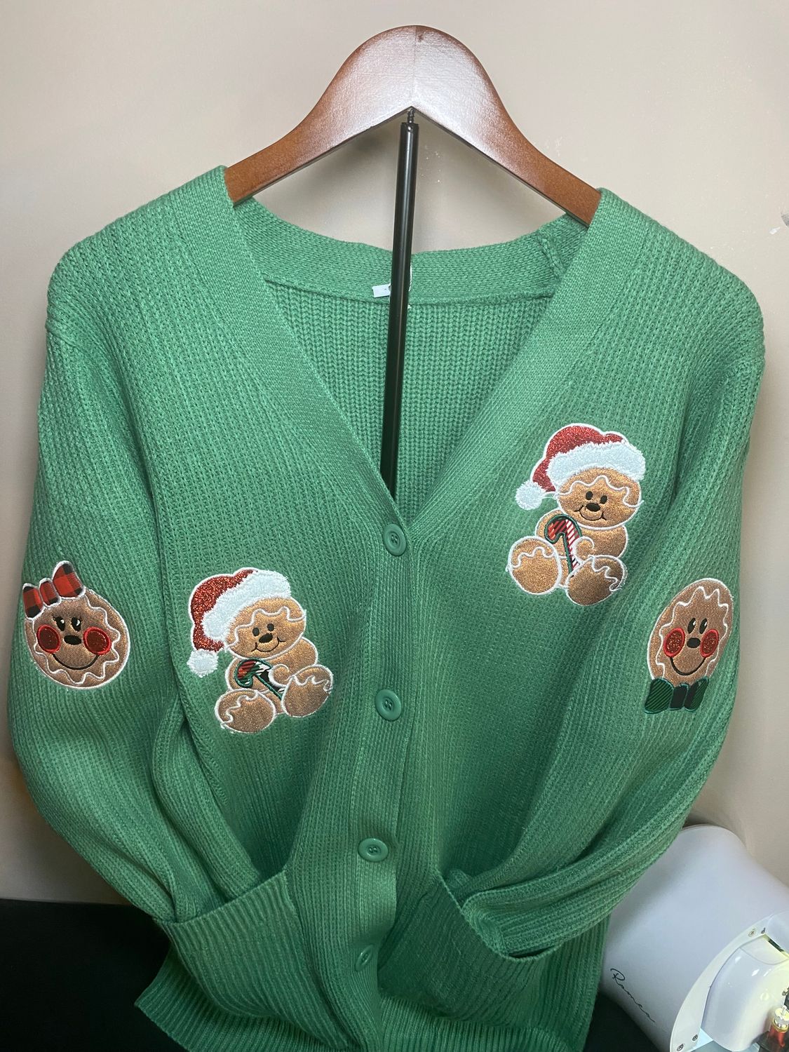 Gingerbread Appliqué Embroidery Cardigan Sweater (Limited Holiday Edition)