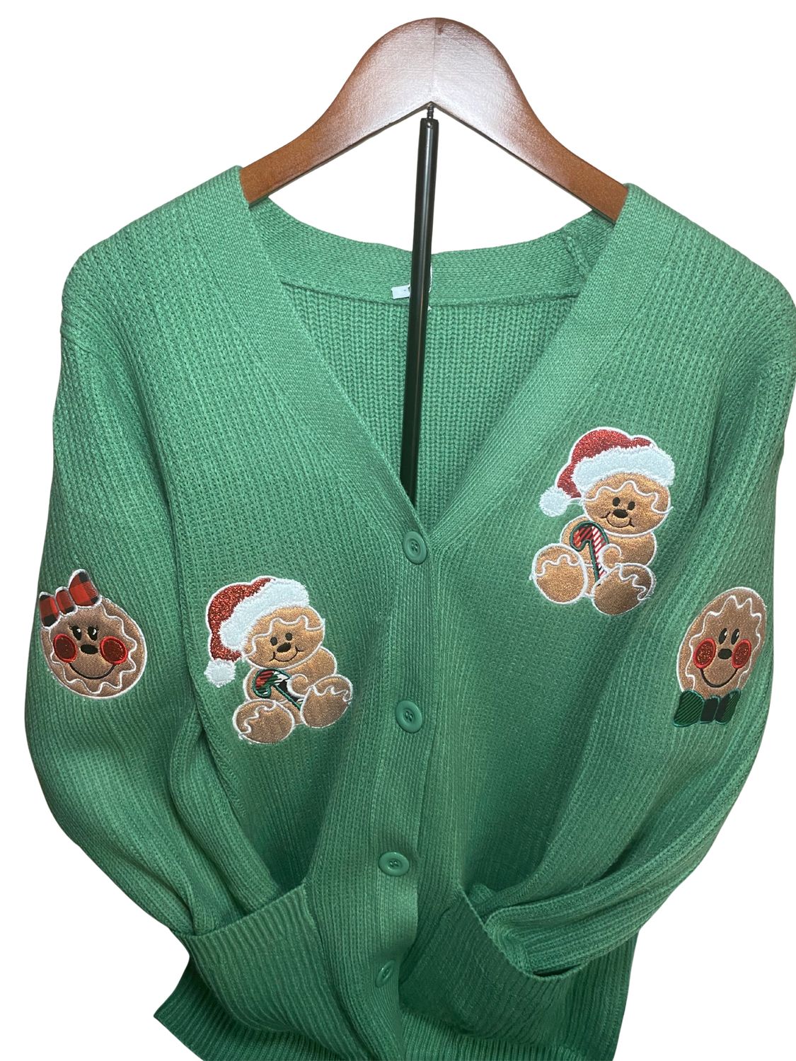 Gingerbread Appliqué Embroidery Cardigan Sweater (Limited Holiday Edition)