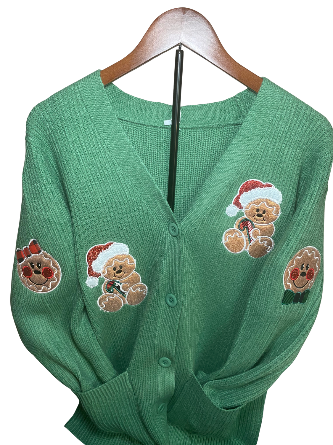 Gingerbread Appliqué Embroidery Cardigan Sweater (Limited Holiday Edition)