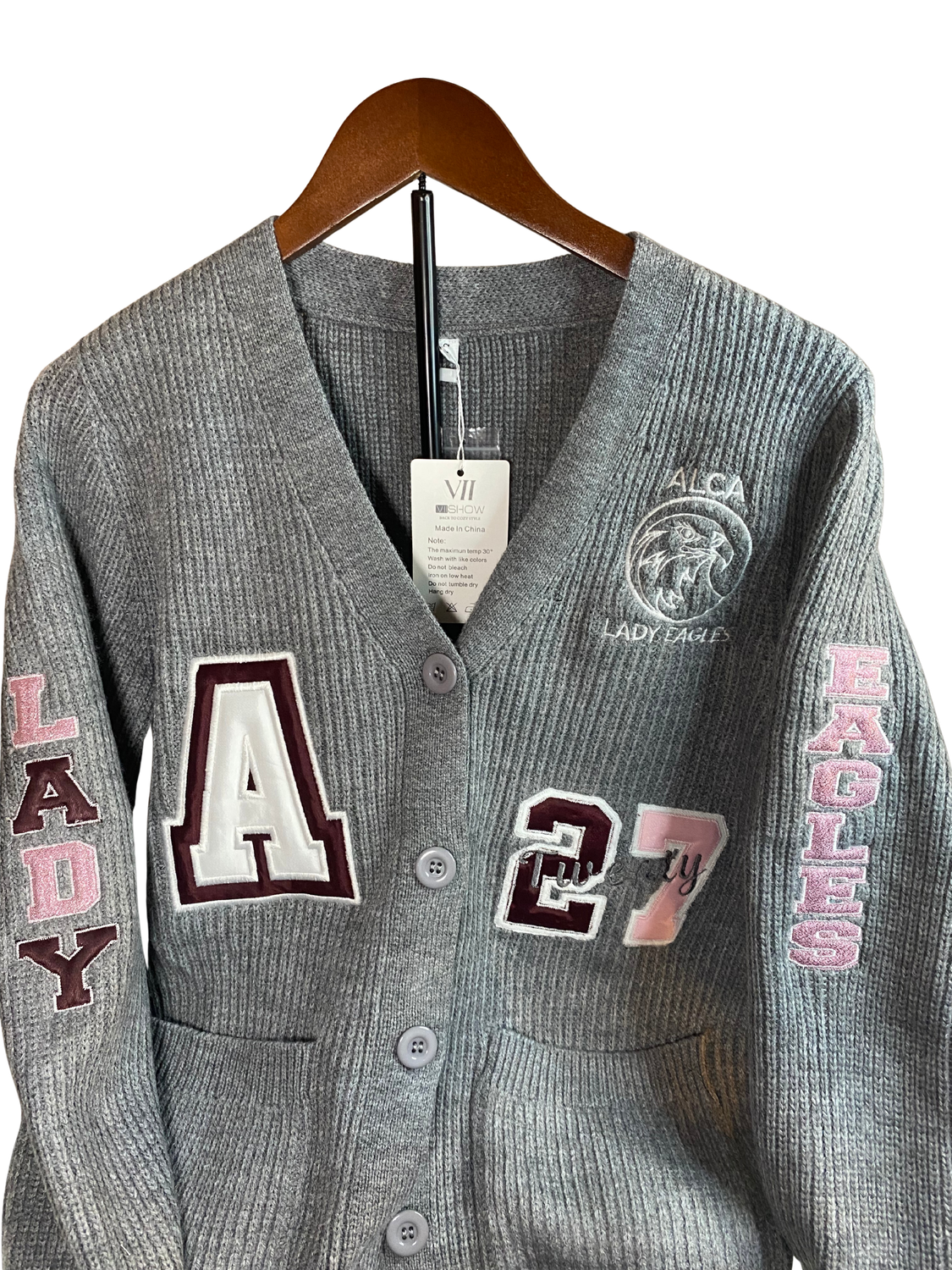 Custom Embroidered Chunky Knit Cardigan Sweater – Personalized for Your School, Club, or Business, Senior Graduation Cardigan, Sports Cardigan