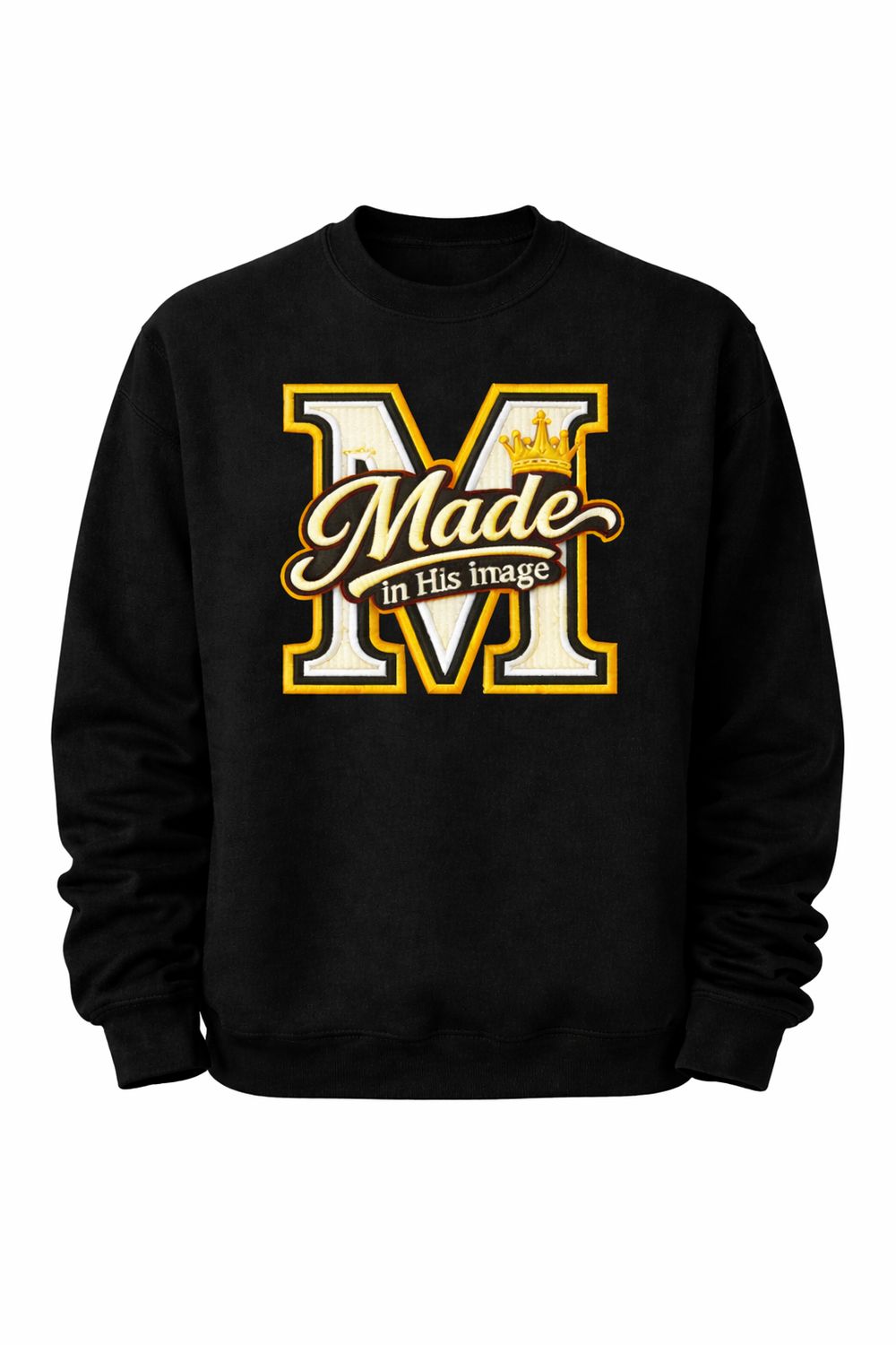 Made in His Image Embroidered Sweatshirt – Black with Gold Accents – Unisex - Tshirt