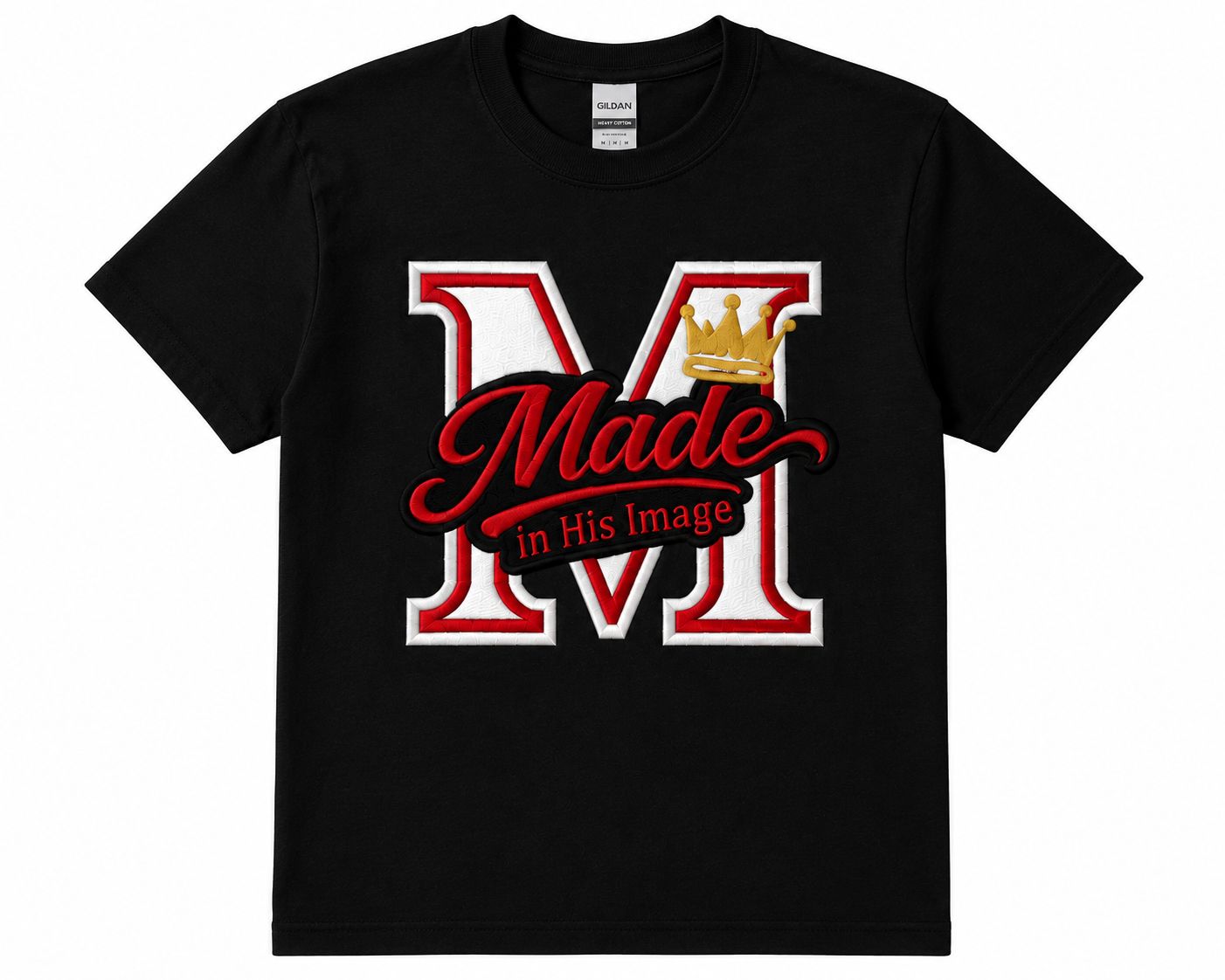 Made in His Image Embroidered Sweatshirt – Black with Gold Accents – Unisex - Tshirt