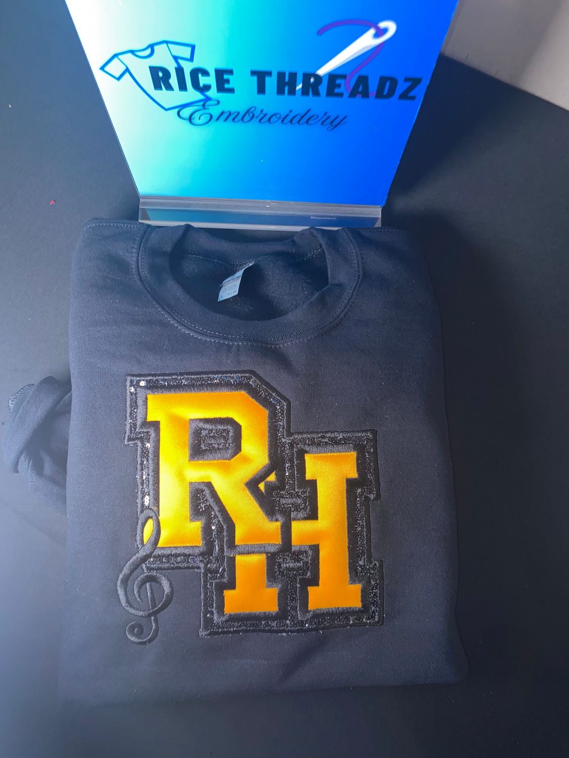 Custom Appliqué Embroidered Sweatshirt | Personalized Varsity Letters &amp; Numbers