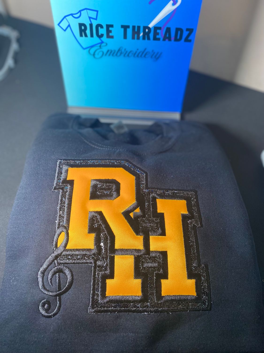 Custom Appliqué Embroidered Sweatshirt | Personalized Varsity Letters &amp; Numbers