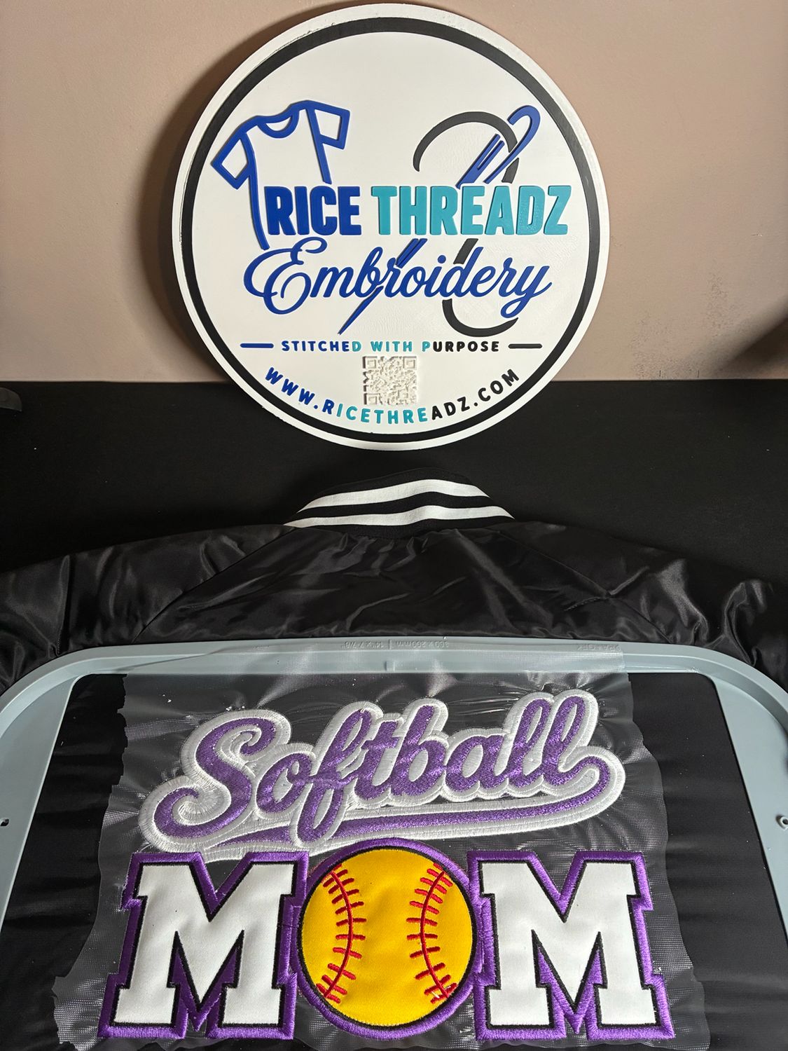 Custom Softball Mom Embroidered Appliqué Jacket
