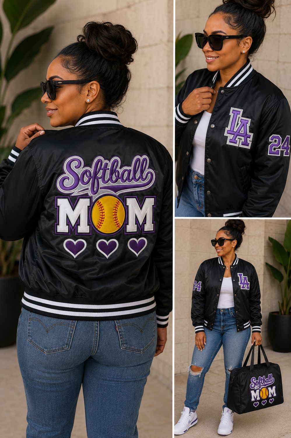 Custom Softball Mom Embroidered Appliqué Jacket