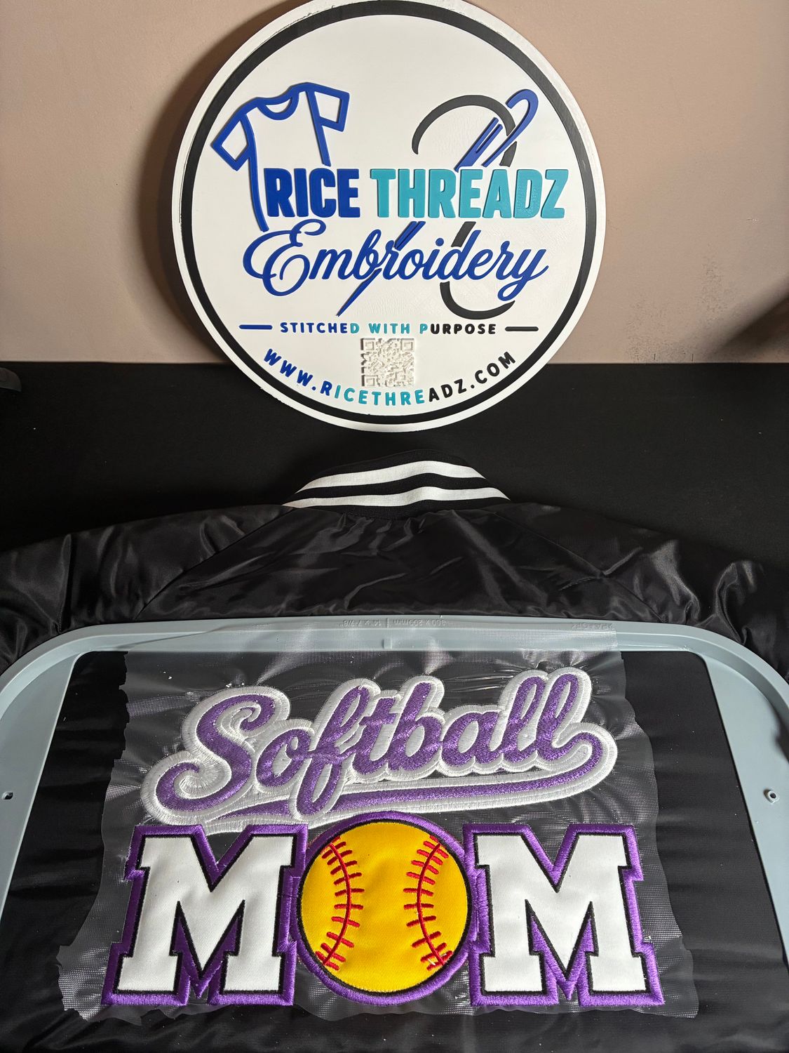 Custom Softball Mom Embroidered Appliqué Jacket