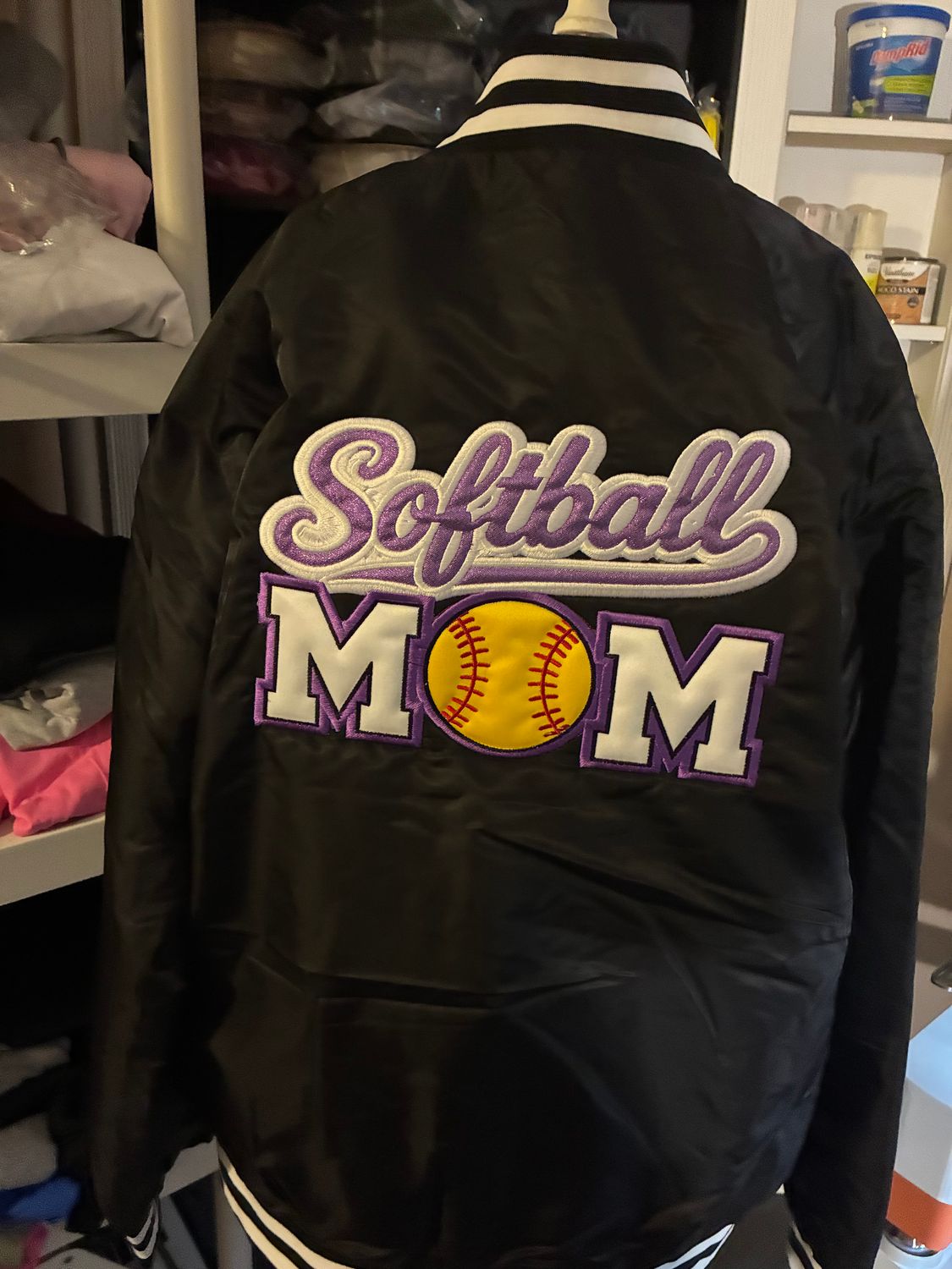 Custom Softball Mom Embroidered Appliqué Jacket